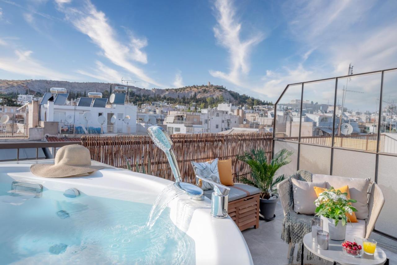 Topfloor Getaway Balcony&Hot Tub+Acropolis View เอเธนส์ ภายนอก รูปภาพ